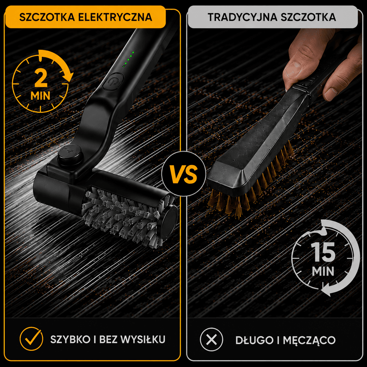 GRILLBRUSH- Elektryczna szczotka do czyszczenia grilla + 2 KOŃCÓWKI I RĘKAWICZKI GRATIS